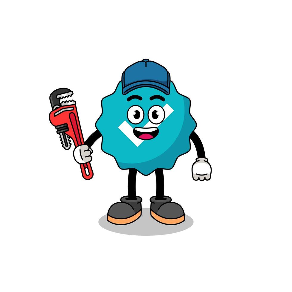 verified sign illustration cartoon as a plumber vector