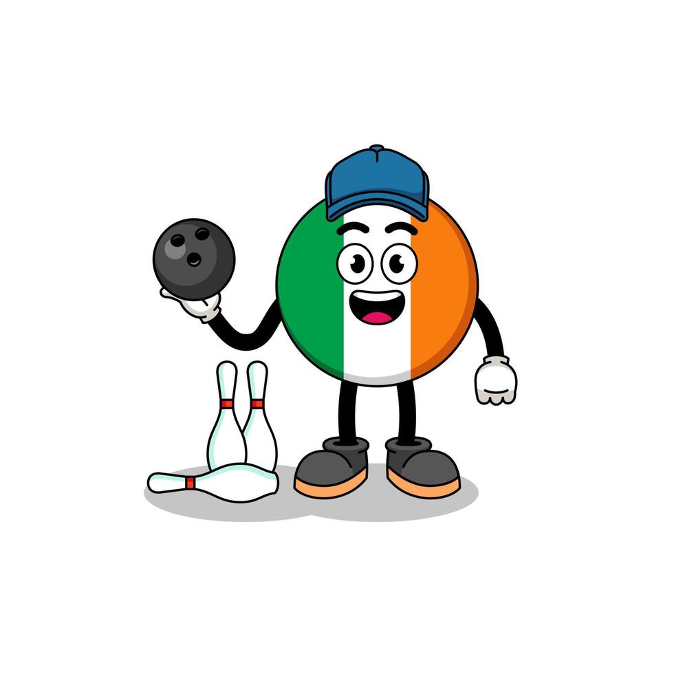 mascota de la bandera de irlanda como jugador de bolos vector