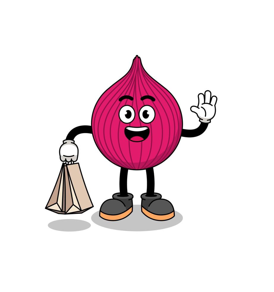 Cartoon of onion red shopping vector