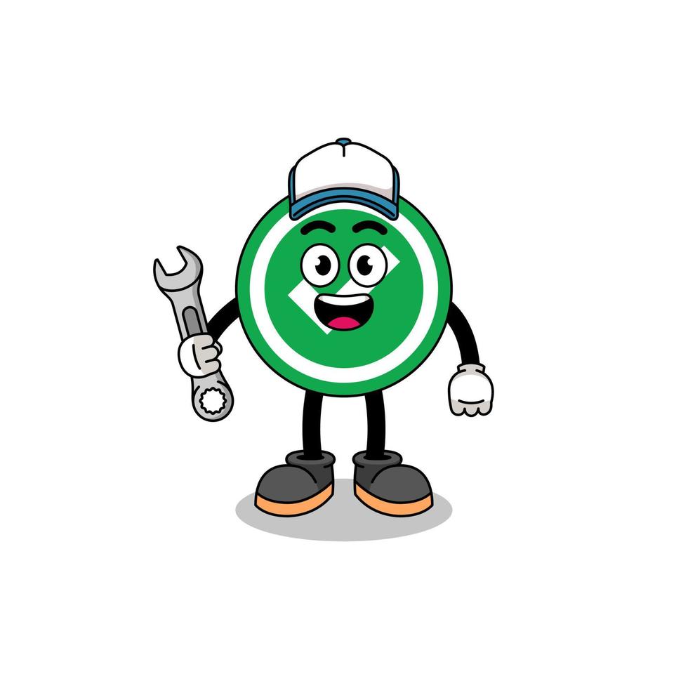 check mark illustration cartoon as a mechanic vector