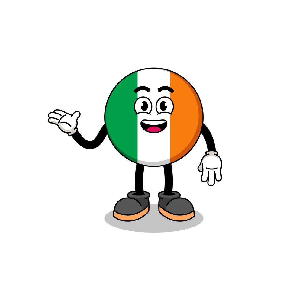 caricatura de la bandera de irlanda con pose de bienvenida vector