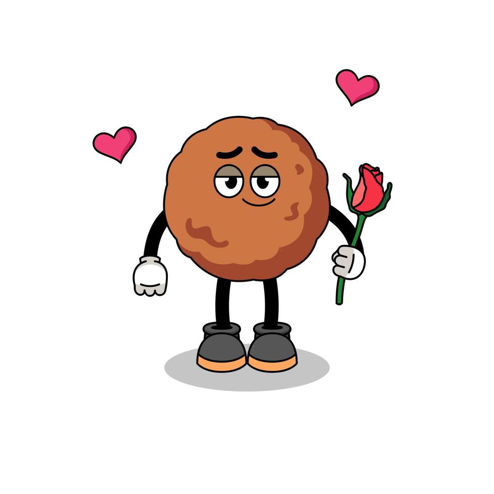 meatball mascot falling in love vector