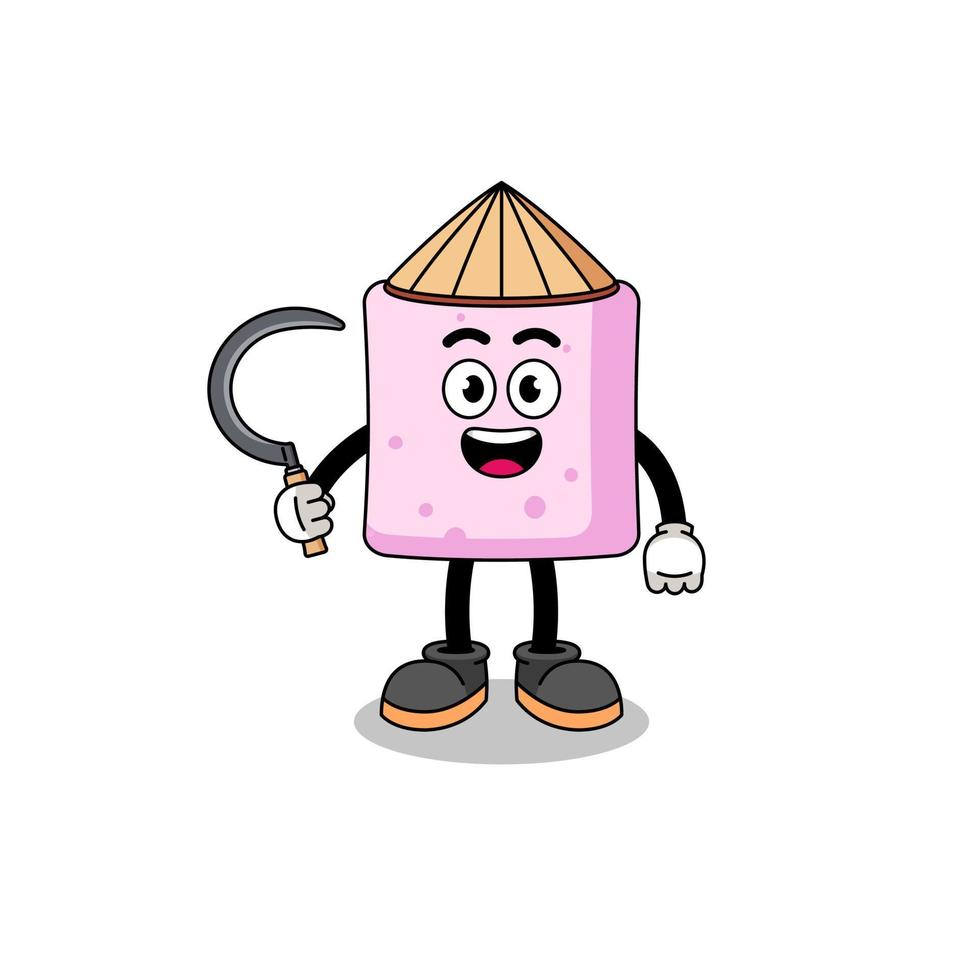 Illustration of marshmallow as an asian farmer vector