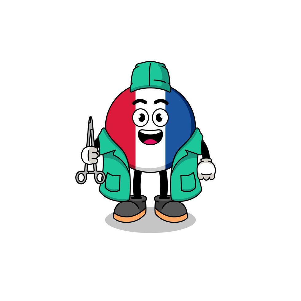 Illustration of france flag mascot as a surgeon vector