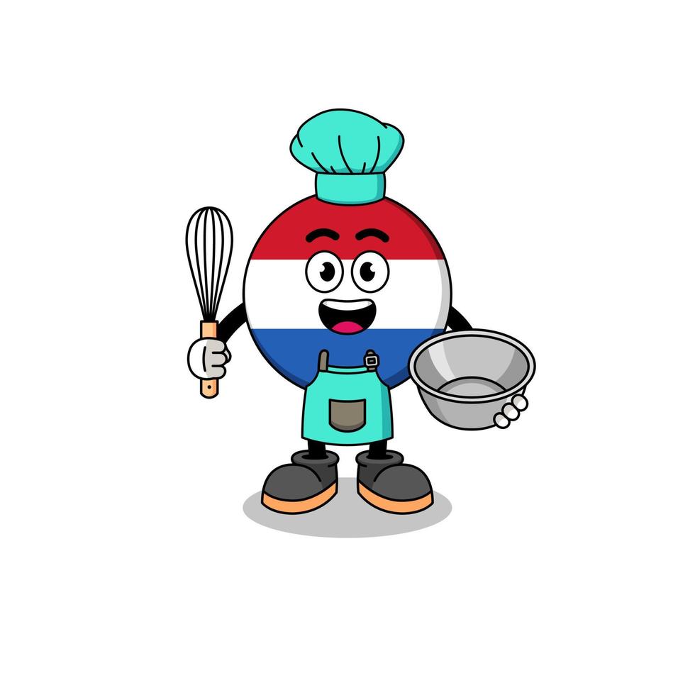 Illustration of netherlands flag as a bakery chef vector