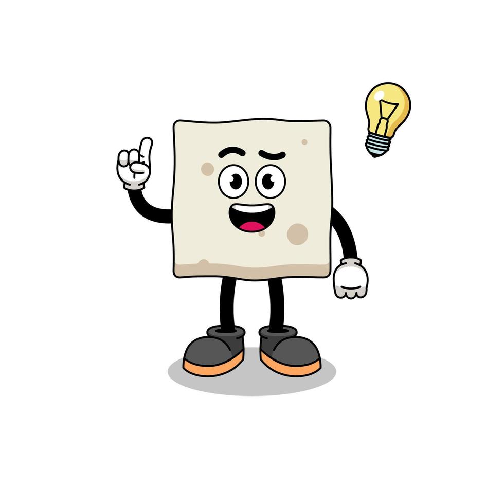 tofu cartoon with get an idea pose vector
