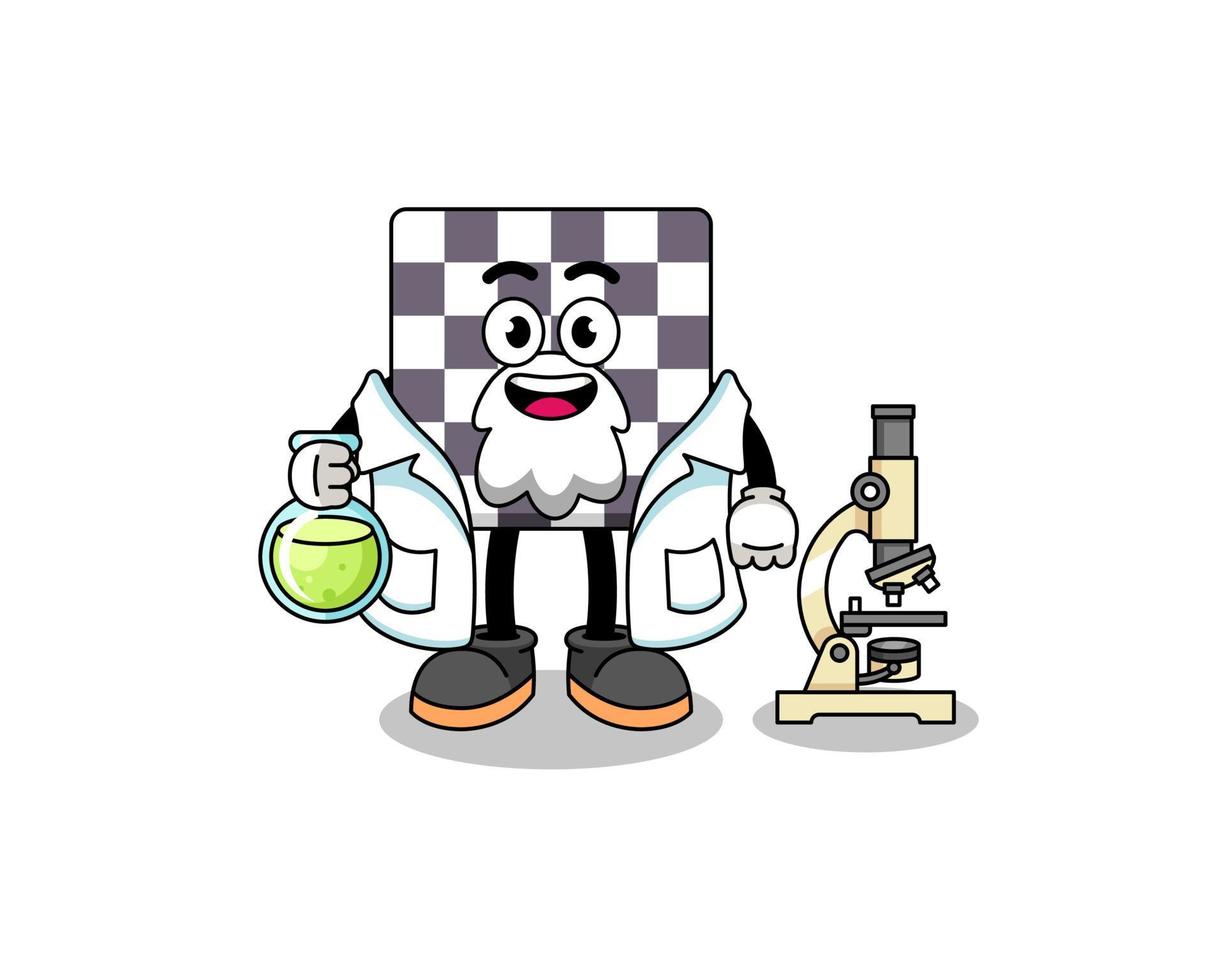 Mascot of chessboard as a scientist vector