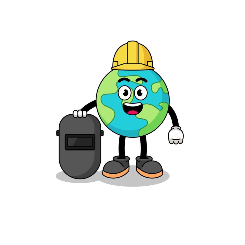 Mascot of earth as a welder vector