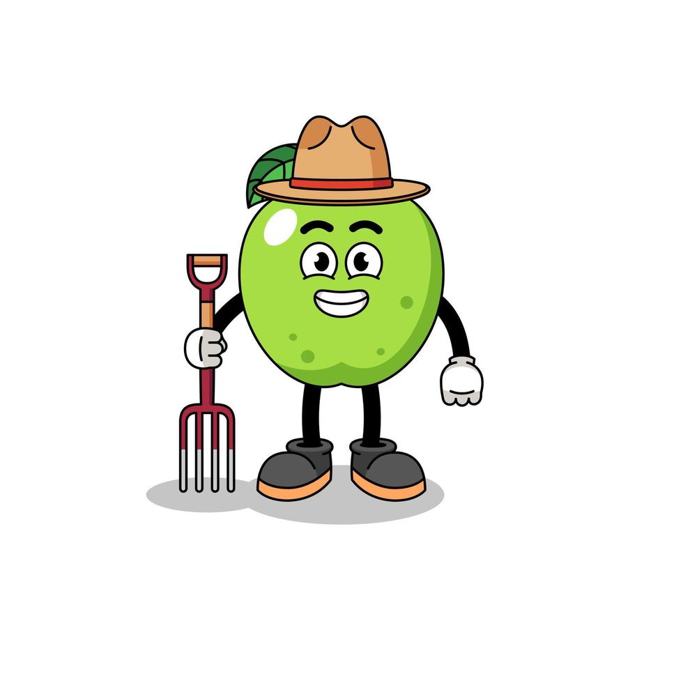 mascota de dibujos animados de granjero de manzana verde vector