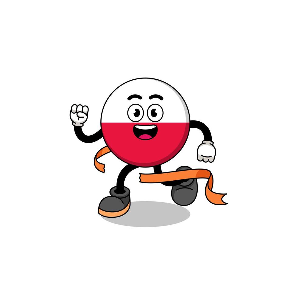 Mascot cartoon of poland flag running on finish line vector