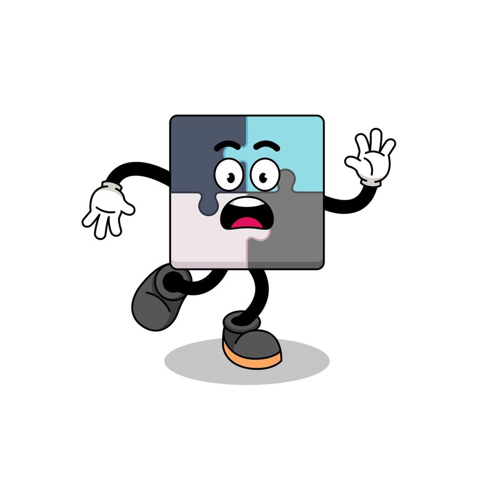 slipping jigsaw puzzle mascot illustration vector