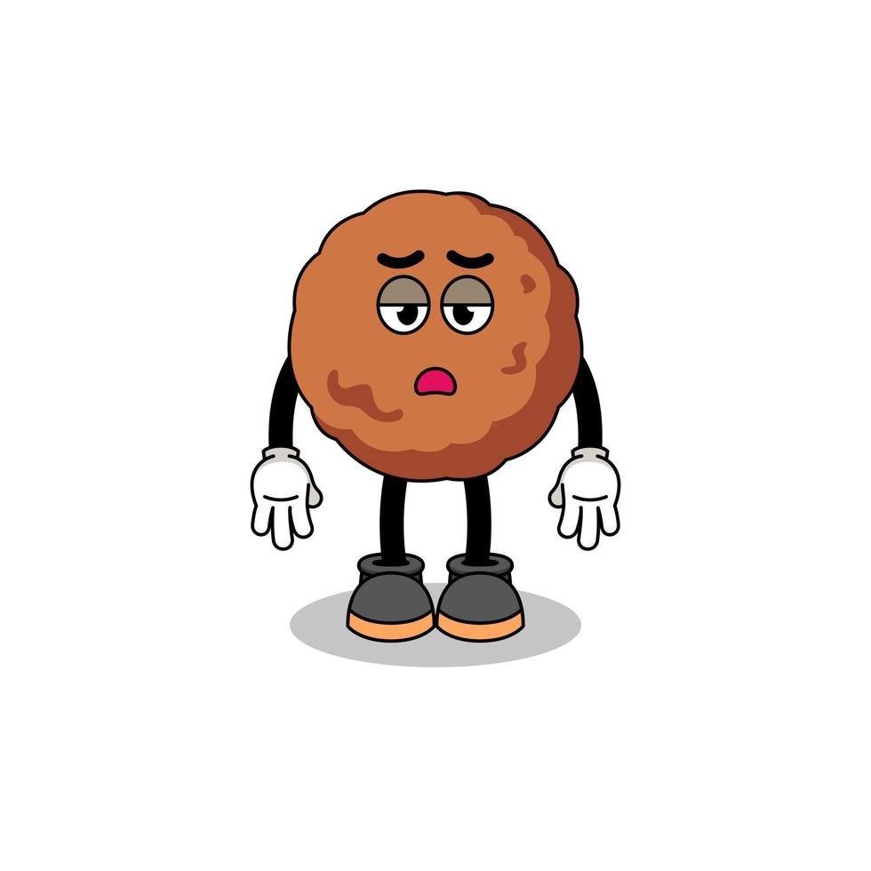 meatball cartoon with fatigue gesture vector