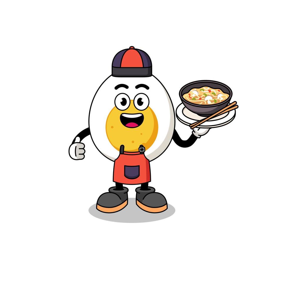 Illustration of boiled egg as an asian chef vector