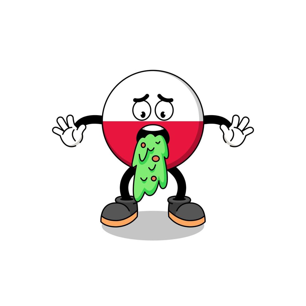 poland flag mascot cartoon vomiting vector