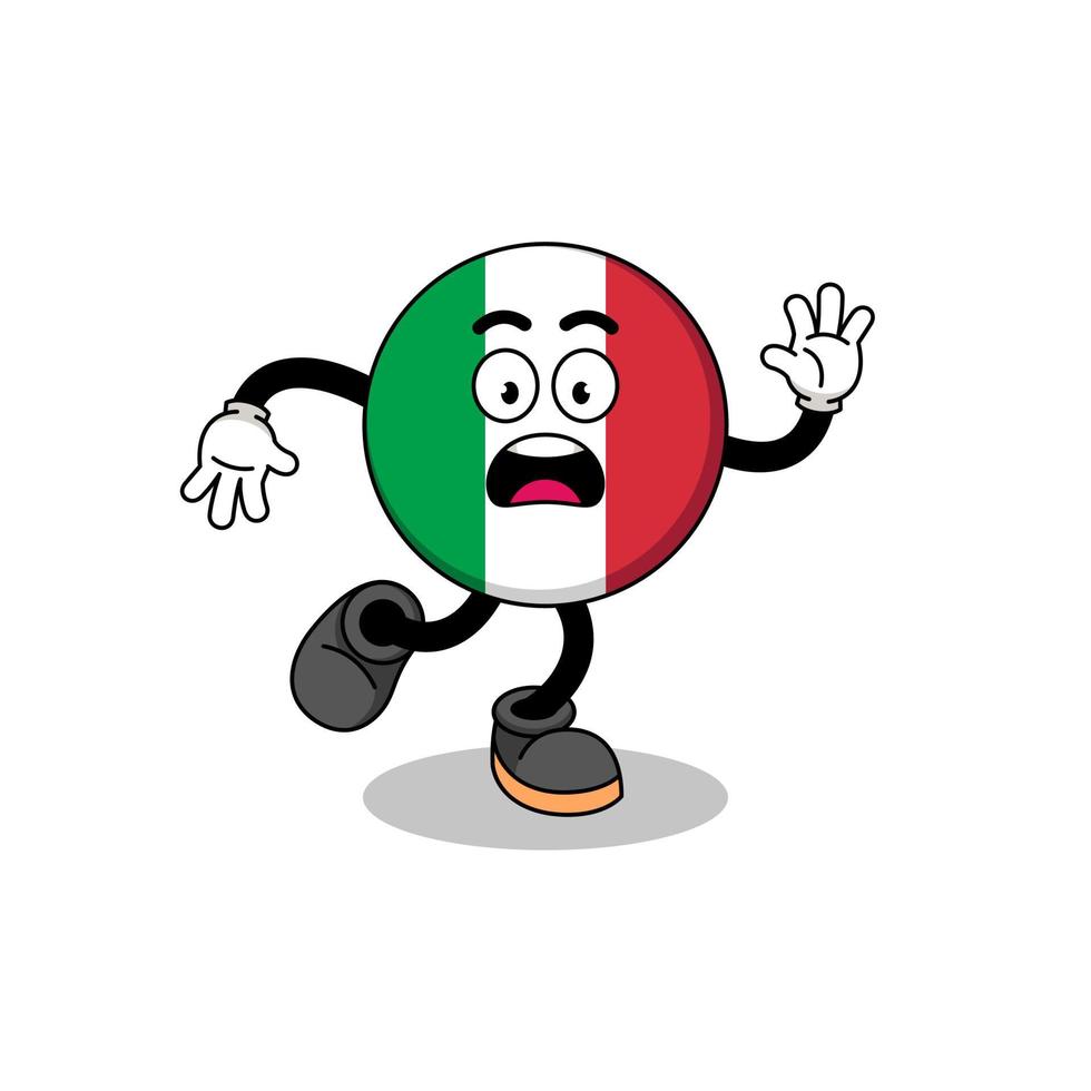 slipping italy flag mascot illustration vector