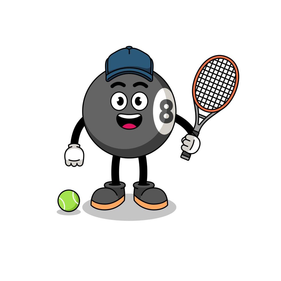 billiard ball illustration as a tennis player vector