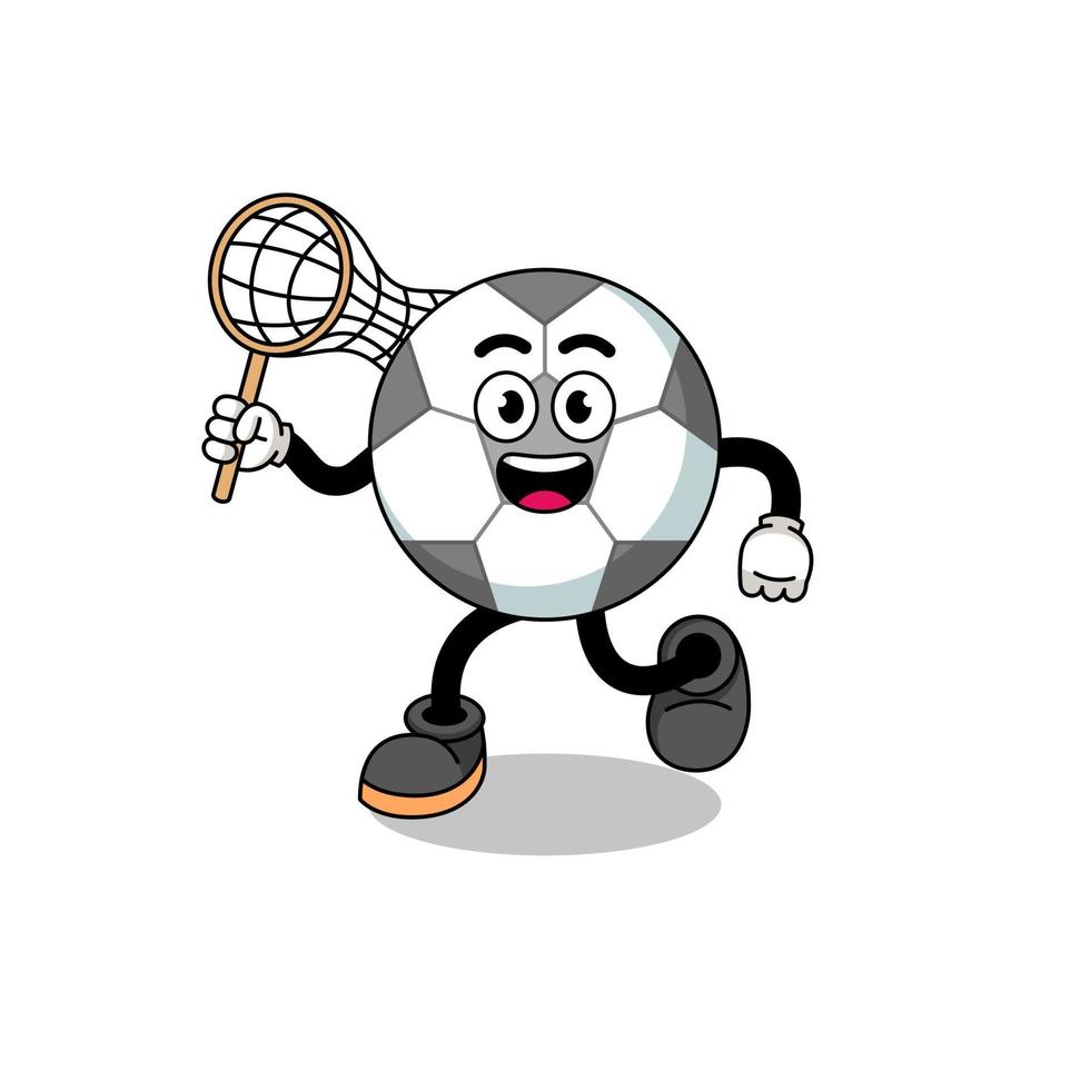 Cartoon of soccer ball catching a butterfly vector