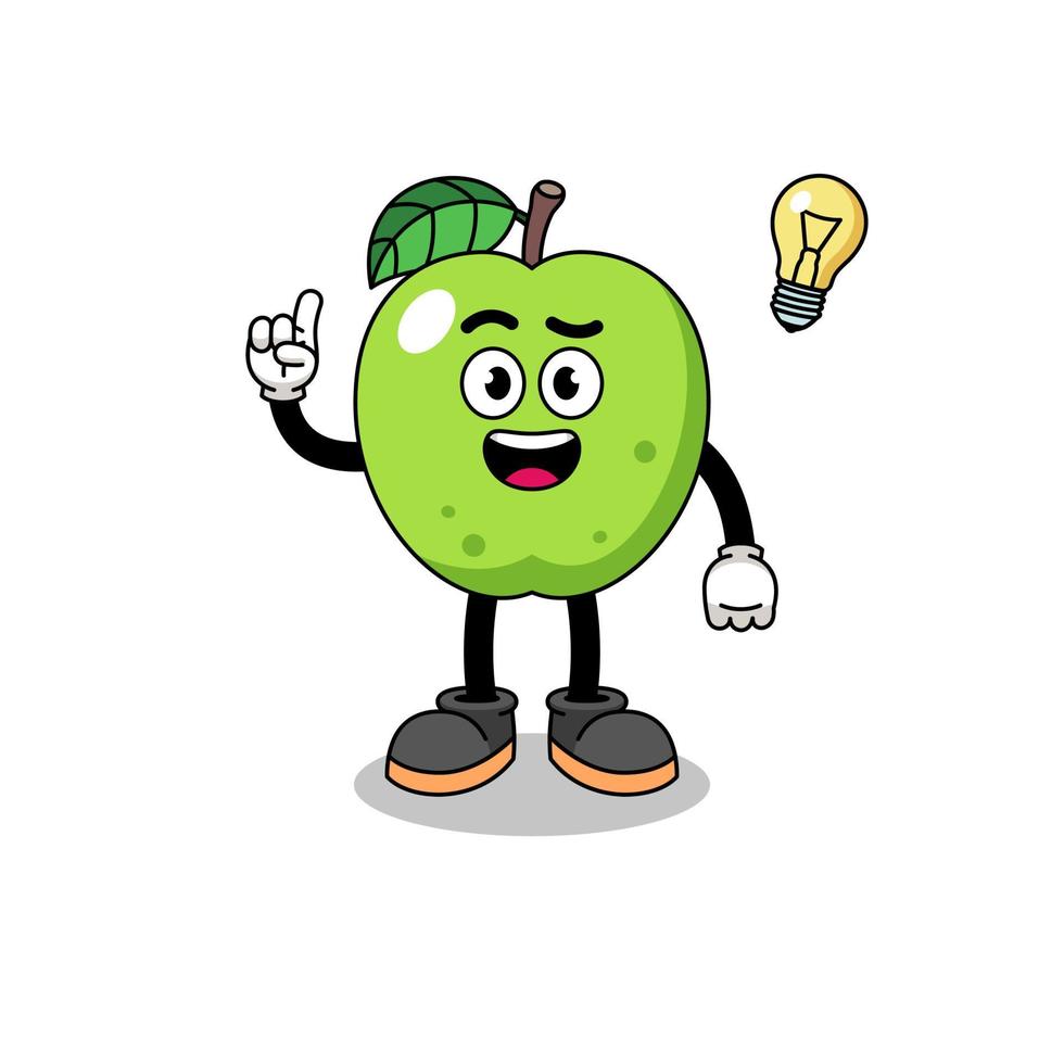 green apple cartoon with get an idea pose vector