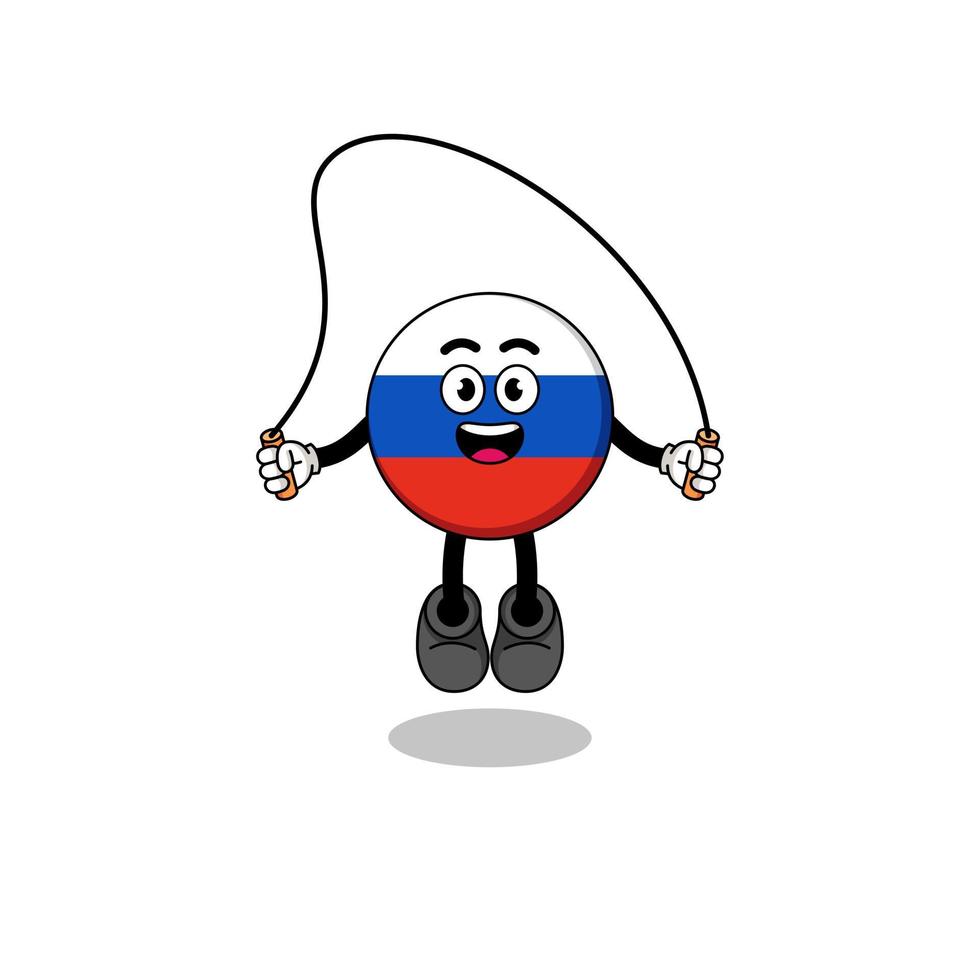 russia flag mascot cartoon is playing skipping rope vector