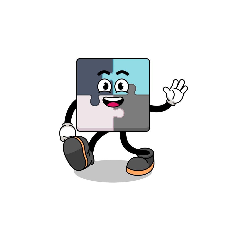 jigsaw puzzle cartoon walking vector