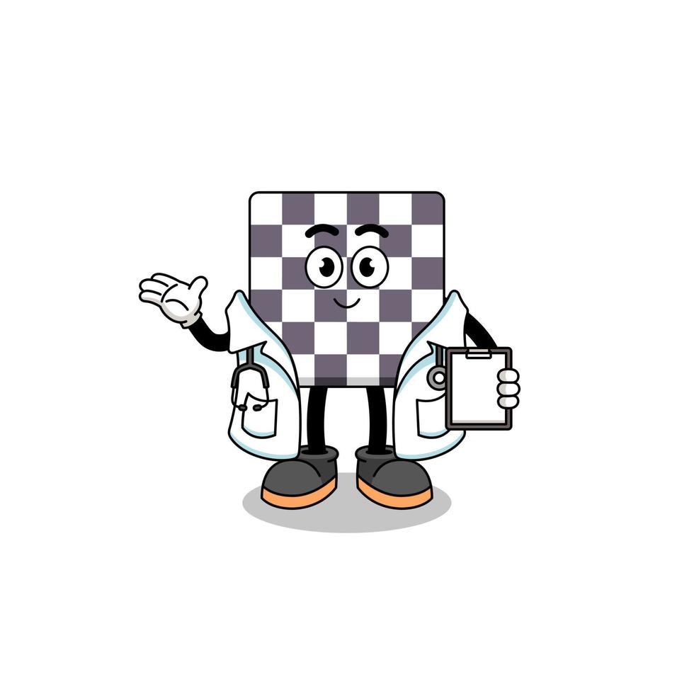 Cartoon mascot of chessboard doctor vector