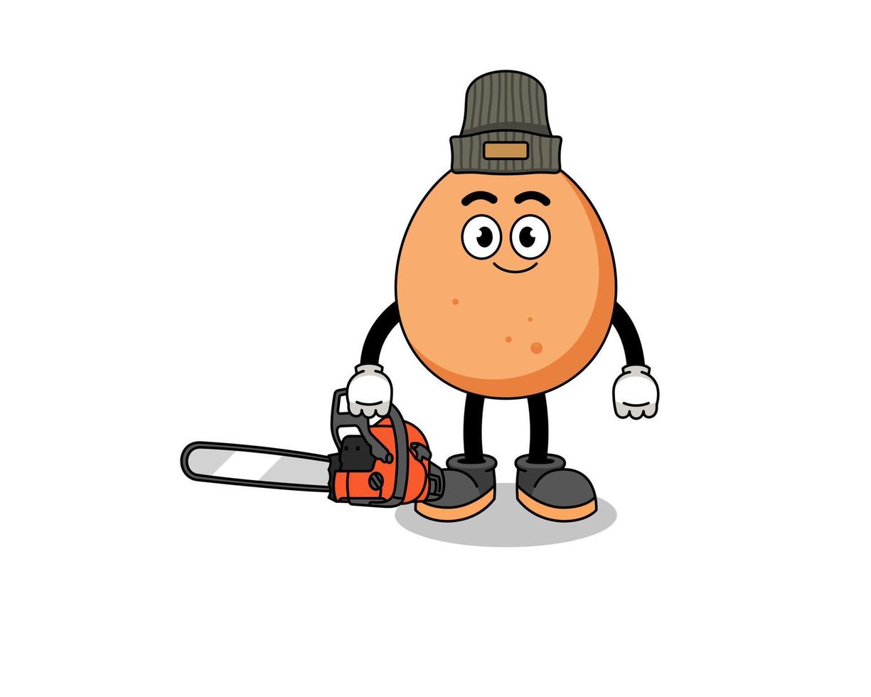 egg illustration cartoon as a lumberjack vector