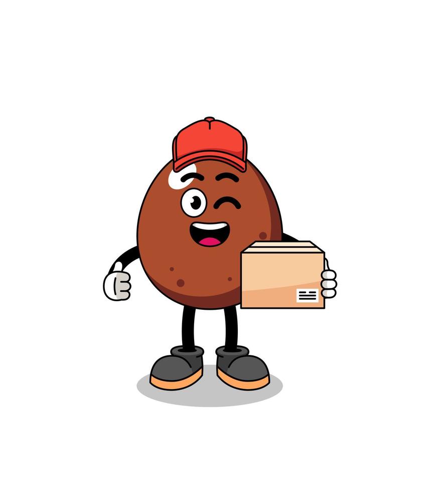 chocolate egg mascot cartoon as an courier vector