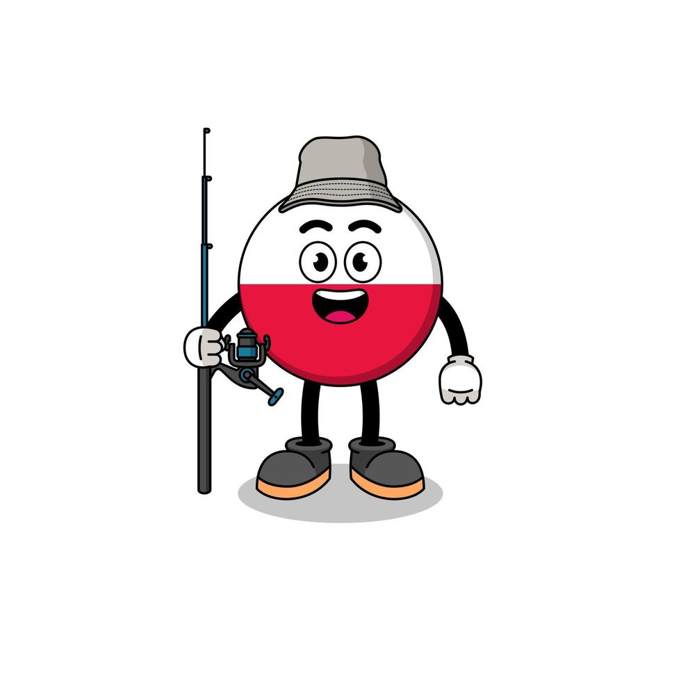 Mascot Illustration of poland flag fisherman vector