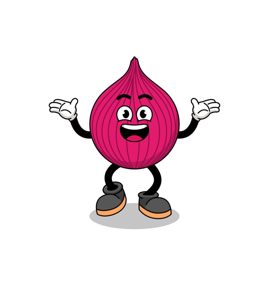 onion red cartoon searching with happy gesture vector