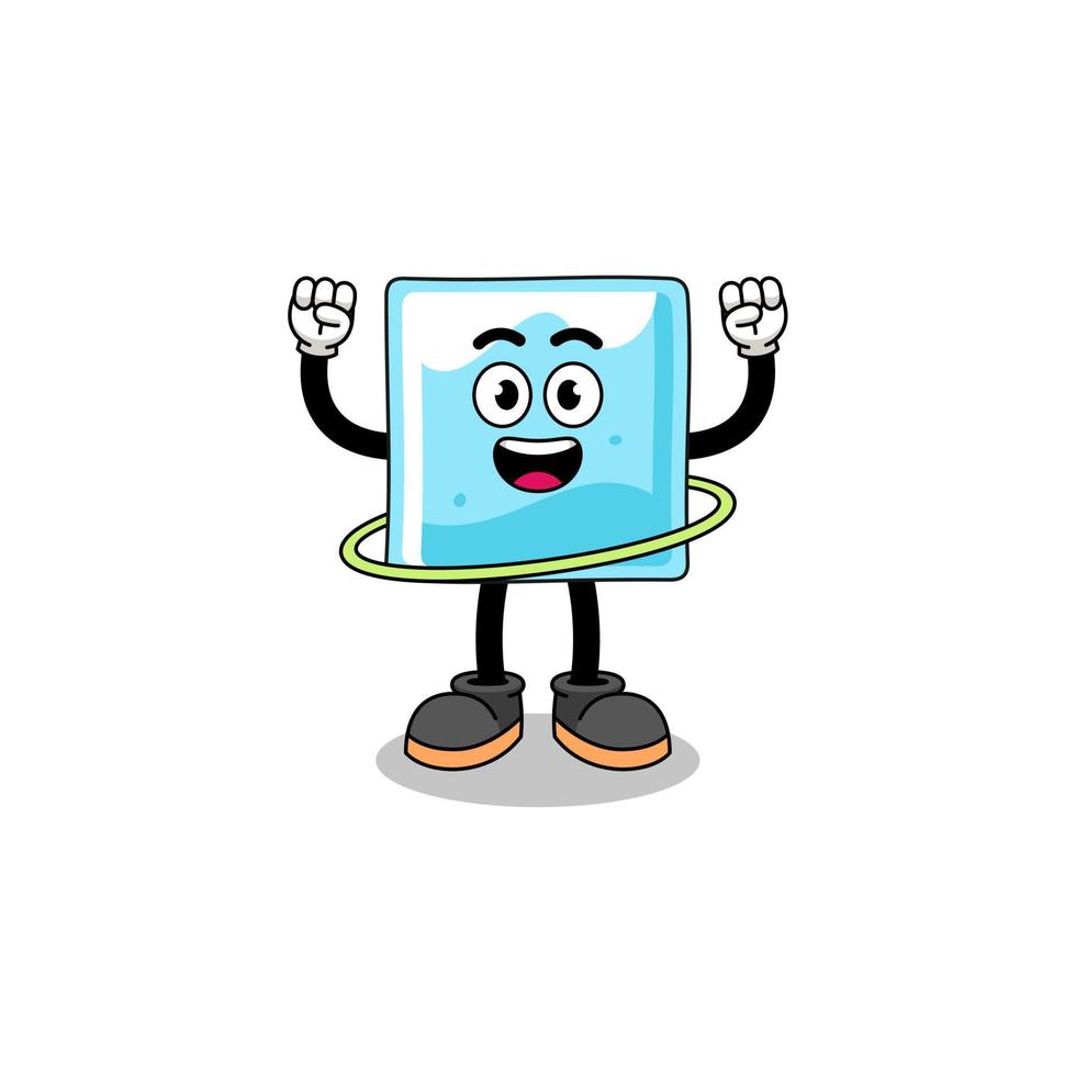 Character Illustration of ice block playing hula hoop vector
