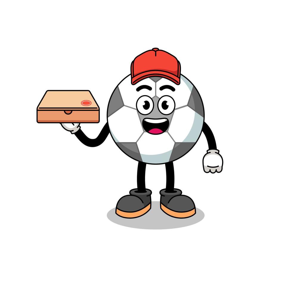 soccer ball illustration as a pizza deliveryman vector