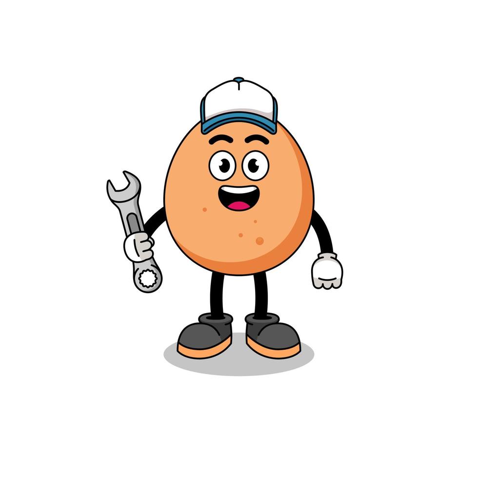 egg illustration cartoon as a mechanic vector