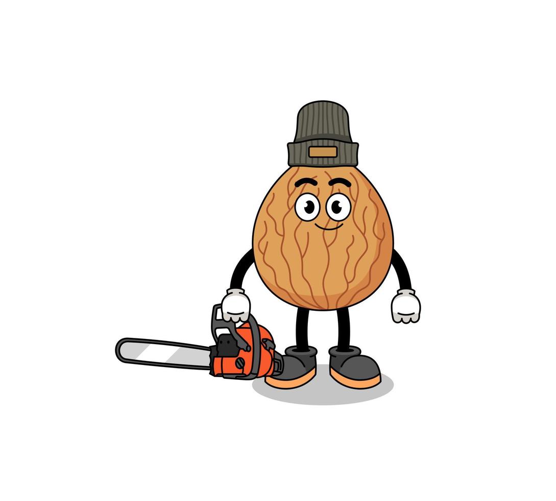 almond illustration cartoon as a lumberjack vector