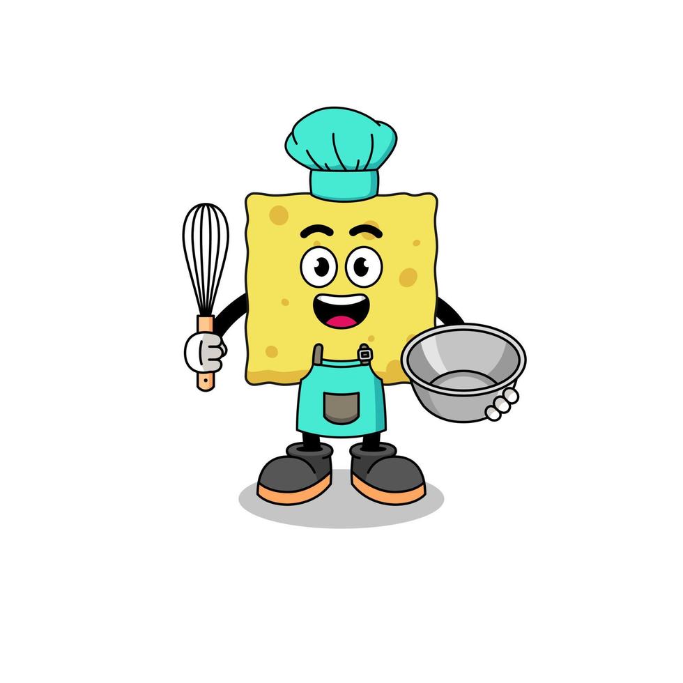 Illustration of sponge as a bakery chef vector