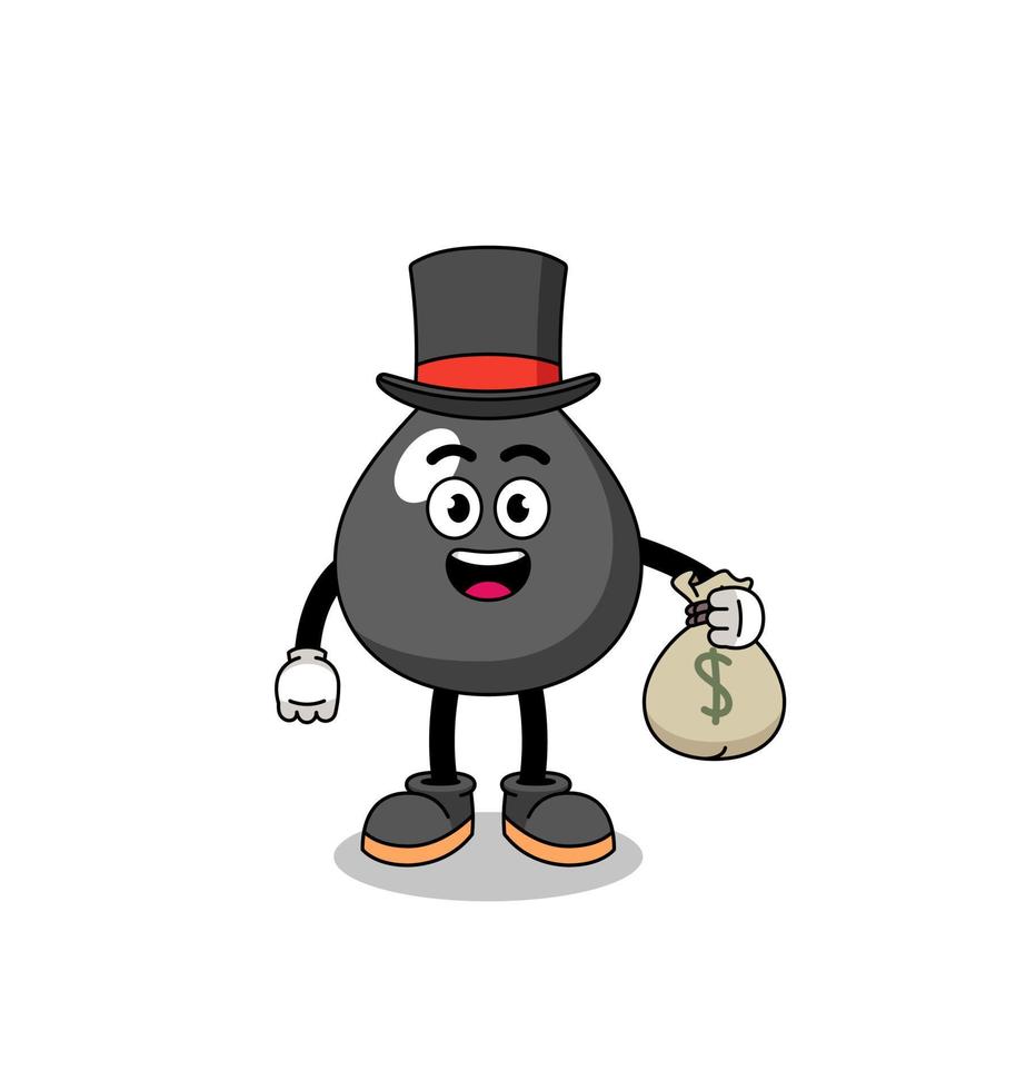 oil mascot illustration rich man holding a money sack vector