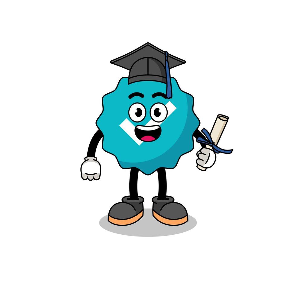 verified sign mascot with graduation pose vector