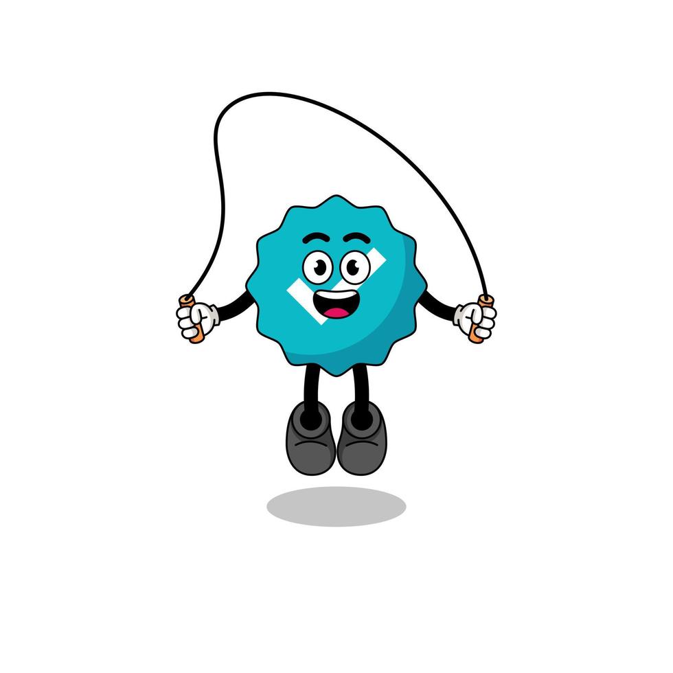 verified sign mascot cartoon is playing skipping rope vector
