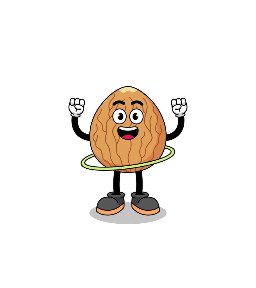 Character Illustration of almond playing hula hoop vector