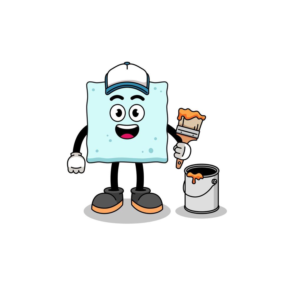 Character mascot of sugar cube as a painter vector