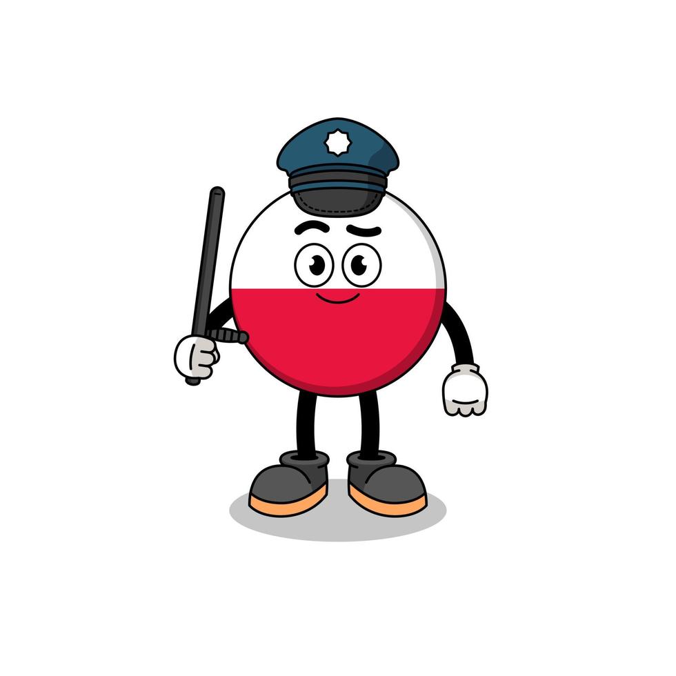 Cartoon Illustration of poland flag police vector