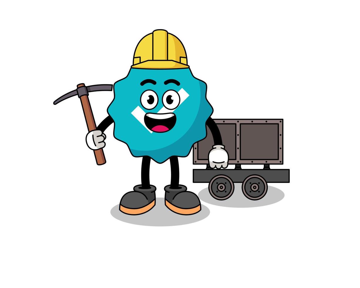 Mascot Illustration of verified sign miner vector