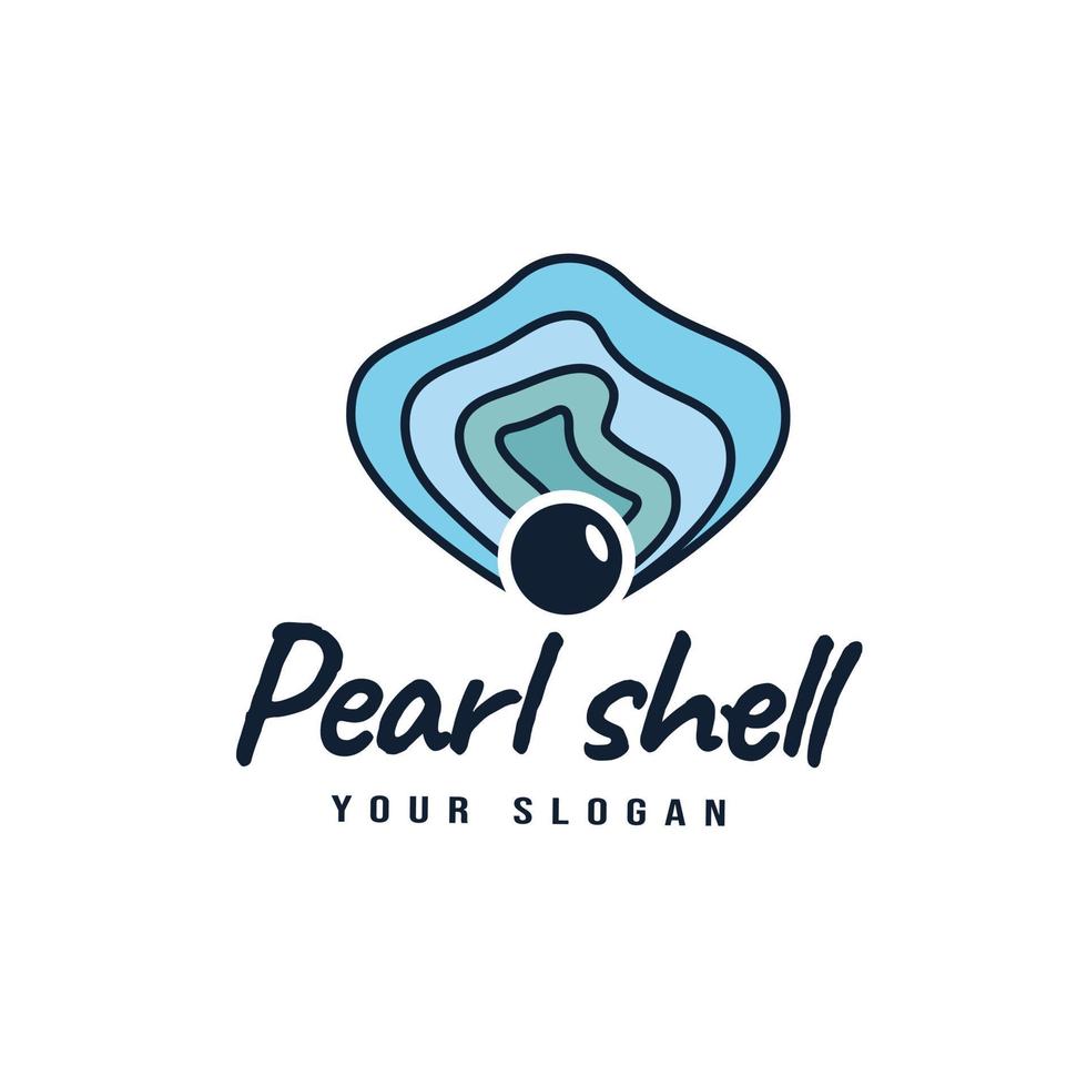 Logo Design Branding Pearl Oyster Scallop Shell Oyster Cockle Clam Mussel, Gems, Jewelry, Nautical Decoration. vector illustration in trendy line art style.