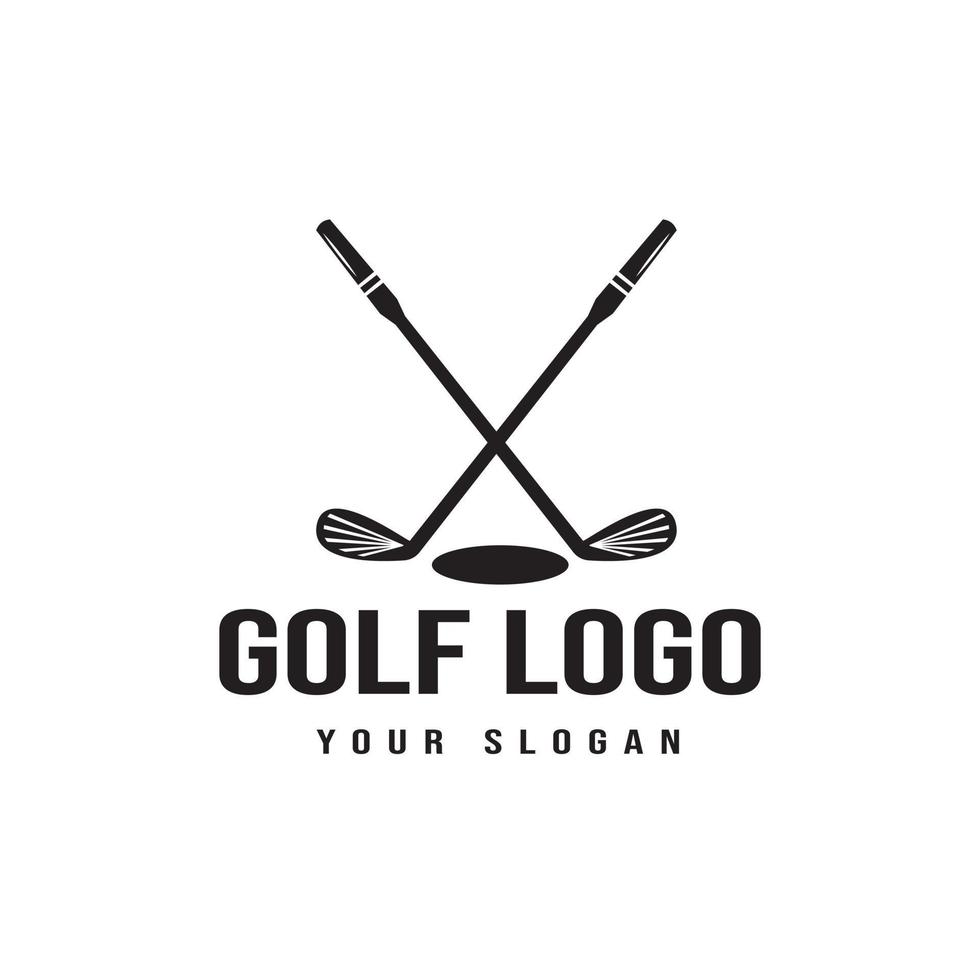 Two crossed golf clubs logo, golf club, badge, icon, symbol vector illustration