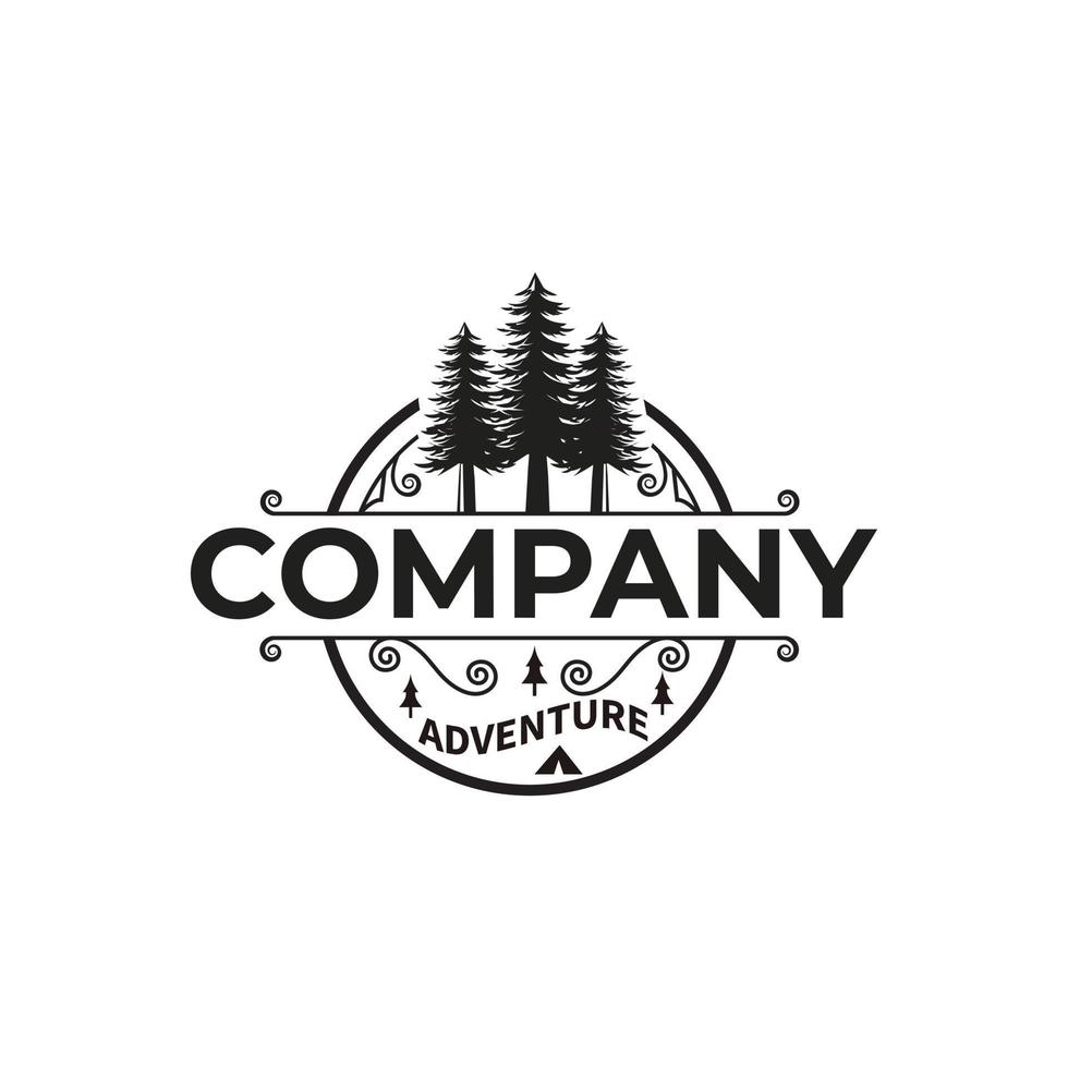 Rustic Retro Vintage Logo Design Pine tree, including conifer, spruce, smart vector