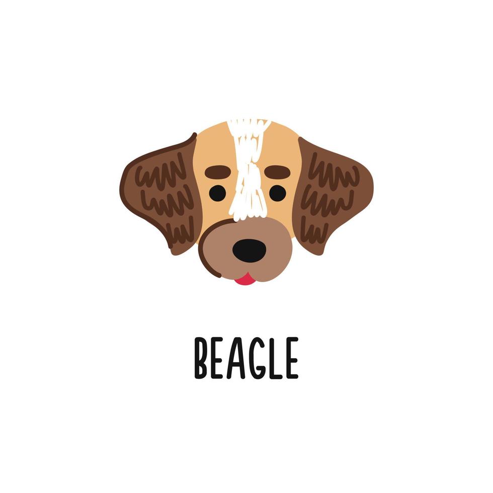 Cute portrait of a cartoon beagle dog vector