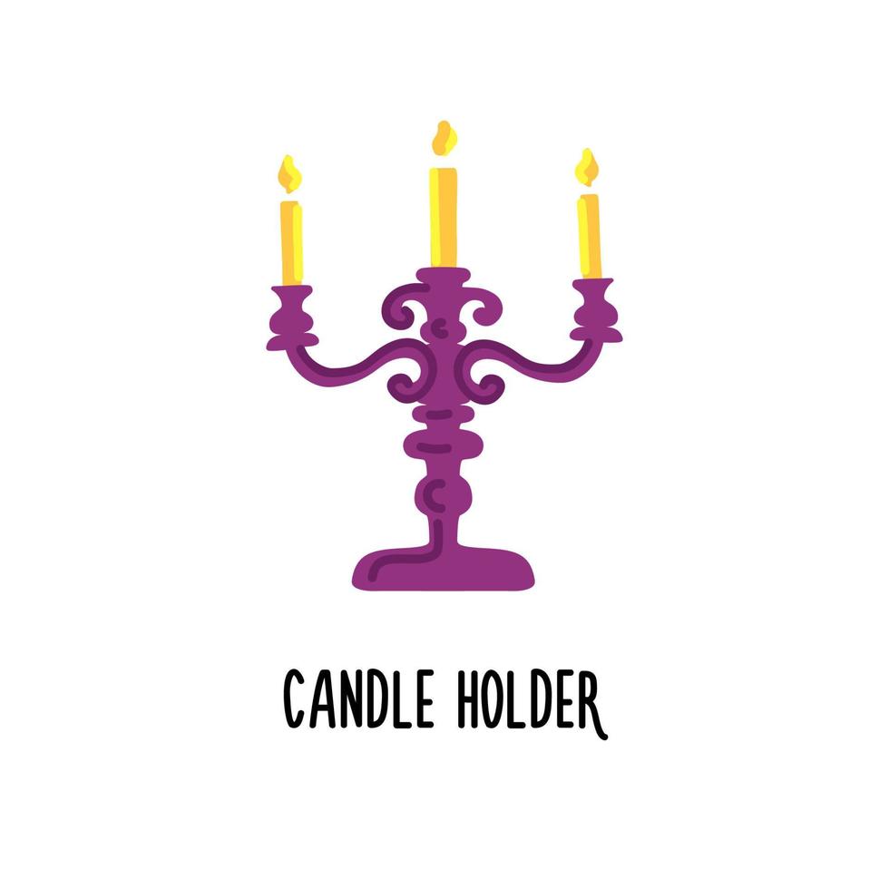 Candelabra candlestick with three candles vector