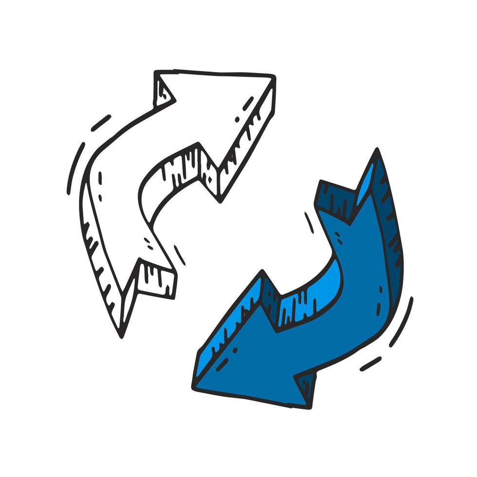 Vector illustration of a drawn arrow infographic volumetric blue