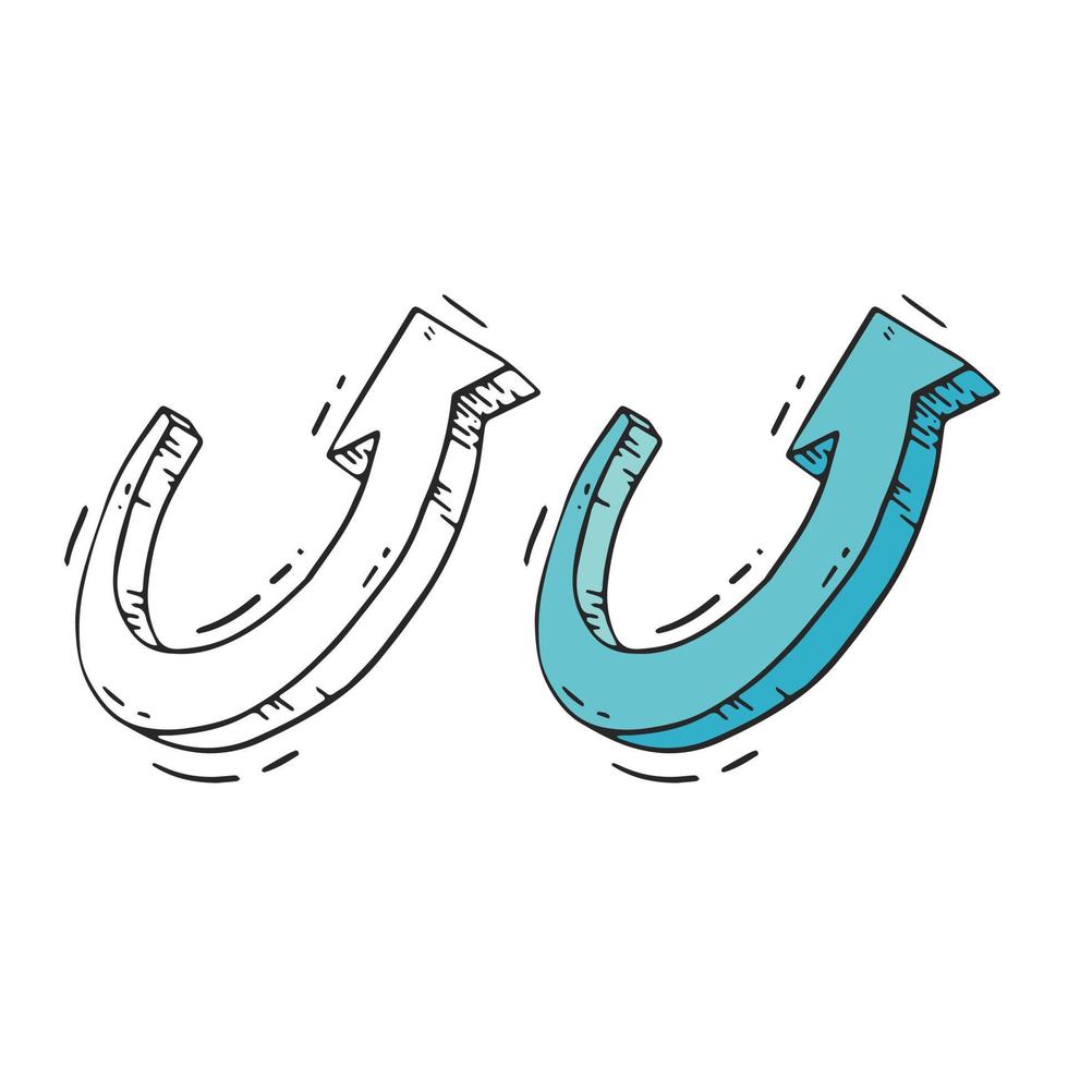 A drawn contour arrow with a live volume and blue strokes vector