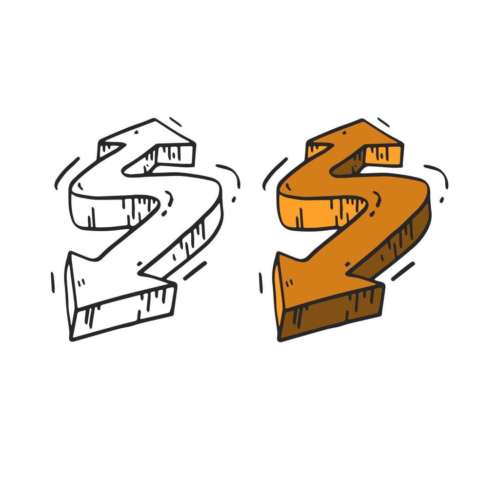 Vector illustration of a drawn arrow infographic in a smooth zigzag