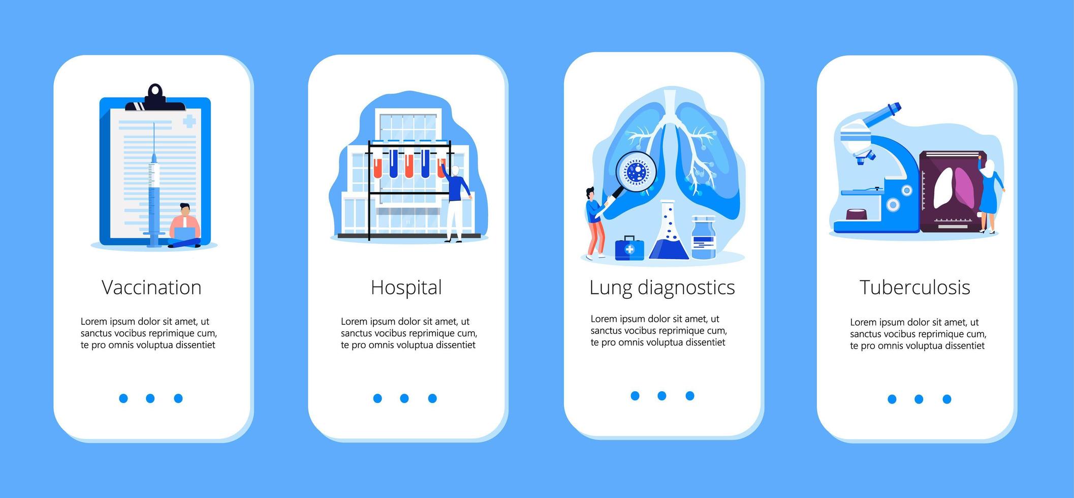 Concept of tuberculosis, pneumonia, lung diagnosis x-ray machine for diagnosis, it is mobile website, app, banner. Influenza, coronovirus, flu treatment vector